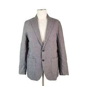 The Territory Ahead Sport Coat Jacket Mens small gray Linen Unstructured preppy